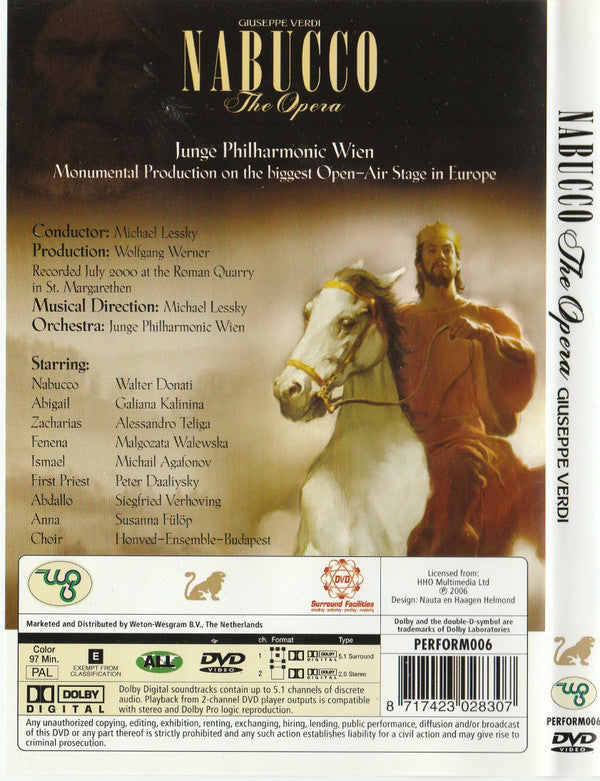 Giuseppe Verdi Orchestra Junge Philharmonie Wien Conductor Michael Lessky : Nabucco The Opera (DVD-V, PAL)