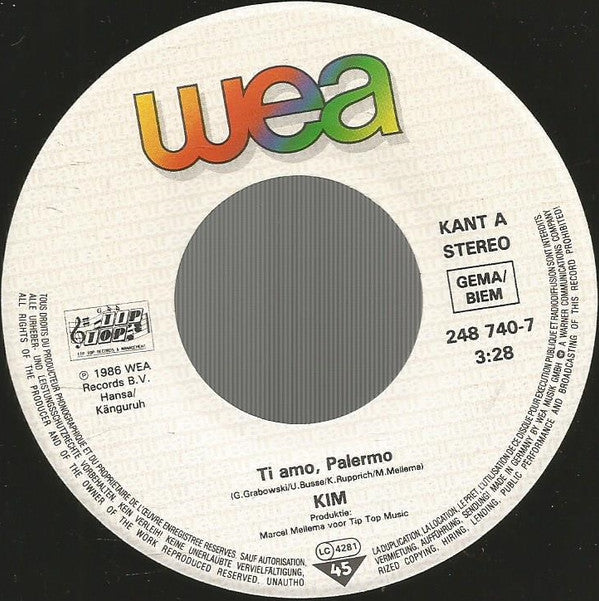 Kim (82) : Ti Amo, Palermo  (7", Single)