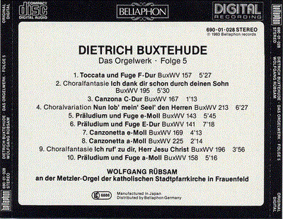 Dieterich Buxtehude - Wolfgang Rübsam (2) : Das Orgelwerk • Folge 5 (CD, Album)