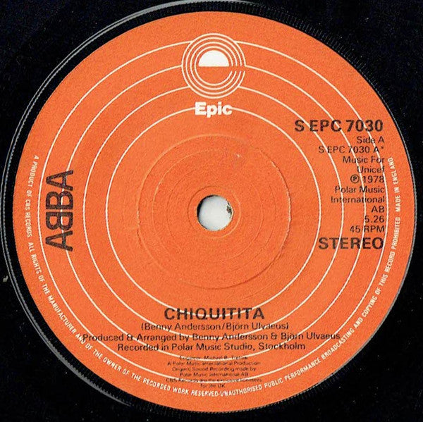 ABBA : Chiquitita (7", Single, Sol)