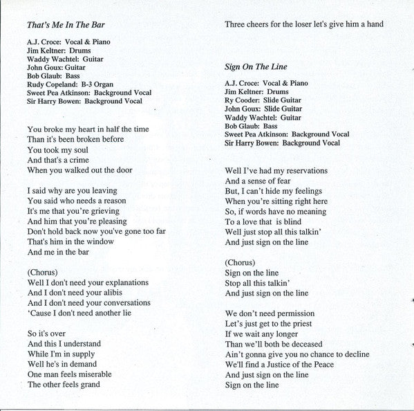 A.J. Croce : That's Me In The Bar (CD, Album)