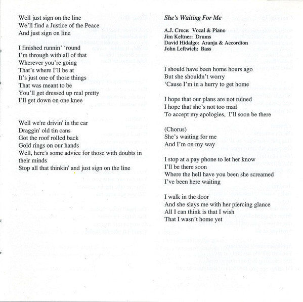 A.J. Croce : That's Me In The Bar (CD, Album)