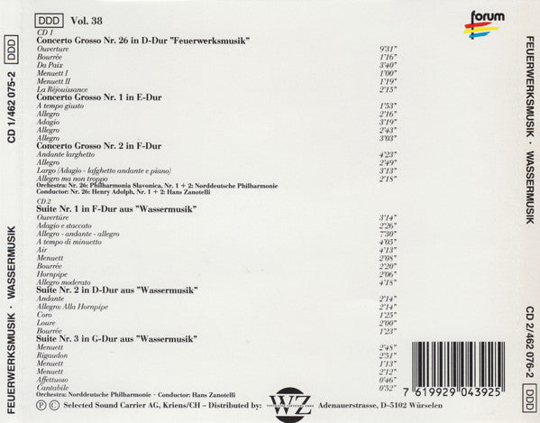 Georg Friedrich Händel / Norddeutsche Philharmonie • Hans Zanotelli (2), Philharmonia Slavonica • Henry Adolph : Feuerwerksmusik Wassermusik Concerto Grosso (2xCD)