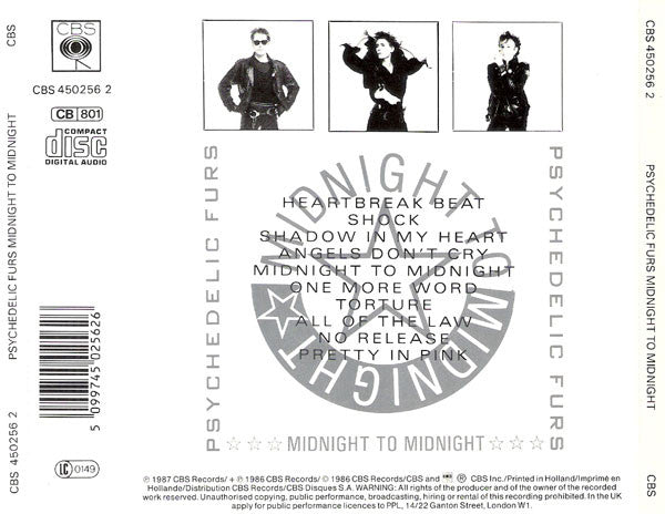 The Psychedelic Furs : Midnight To Midnight (CD, Album)