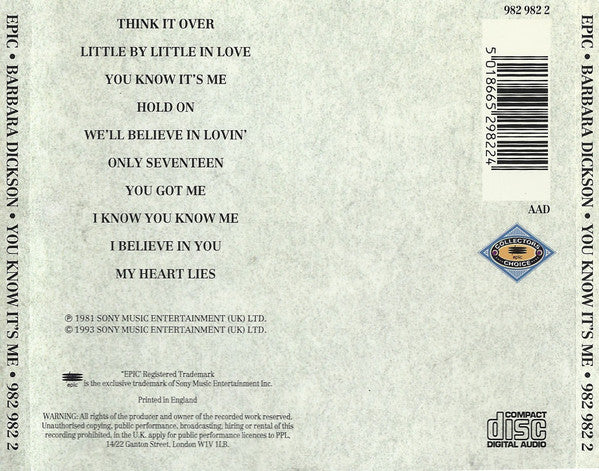 Barbara Dickson : You Know It's Me (CD, Album, RE)