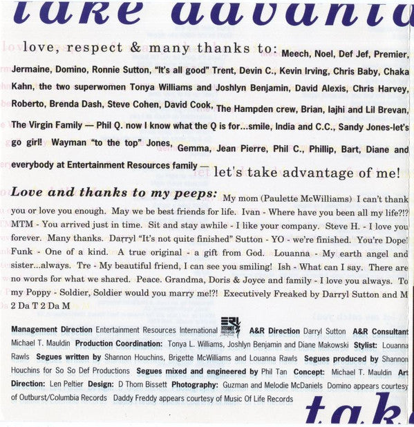 Brigette McWilliams : Take Advantage Of Me (CD, Album)