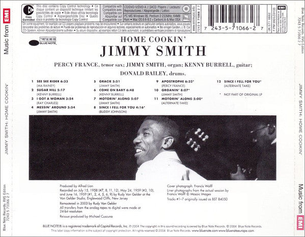 Jimmy Smith With Percy France / Kenny Burrell / Donald Bailey : Home Cookin' (The Incredible Jimmy Smith) (CD, Album, Copy Prot., RE, RM)