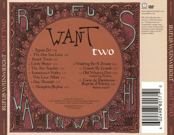Rufus Wainwright : Want Two (CD, Album)