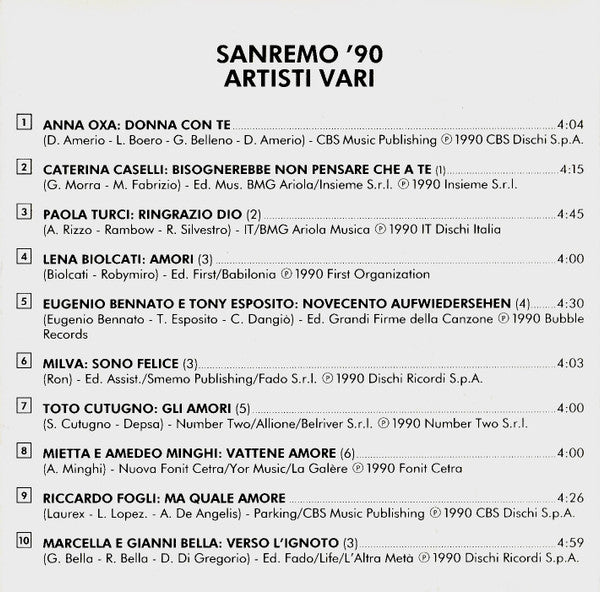 Various : Sanremo '90 (CD, Comp)