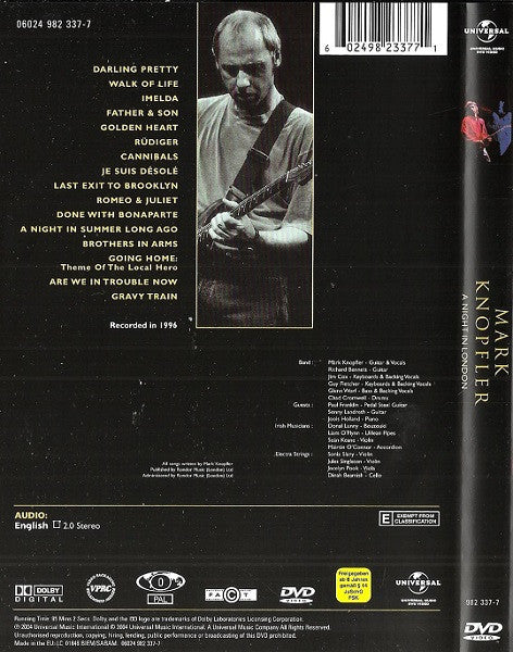 Mark Knopfler : A Night In London (DVD-V, PAL, Kee)