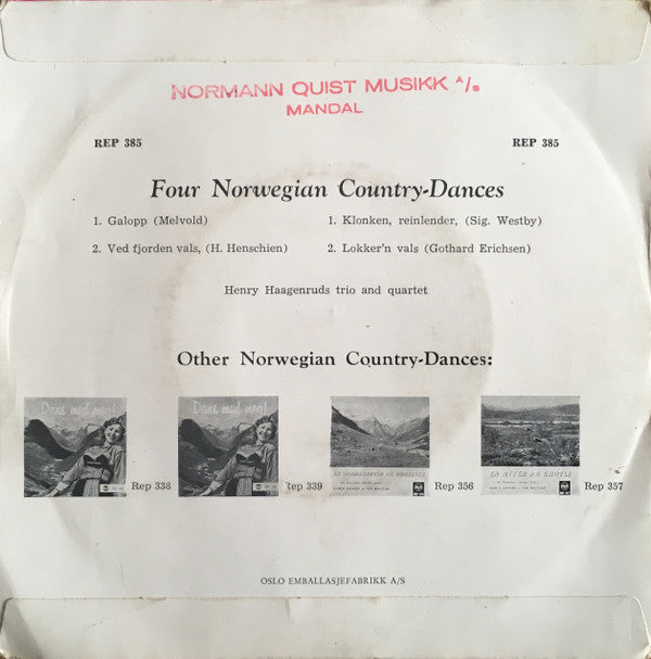 Henry Haagenruds Trekkspillensemble : Four Norwegian Country-Dances (7", EP)