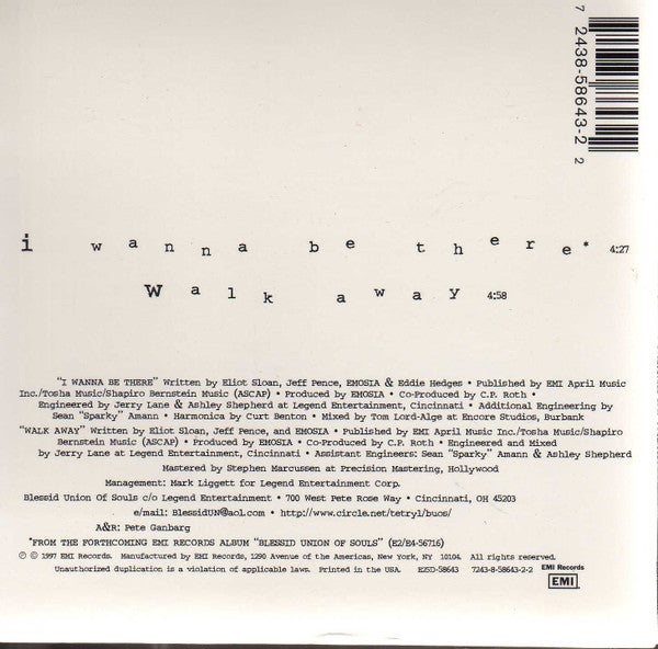 Blessid Union Of Souls : I Wanna Be There (CD, Single, Car)
