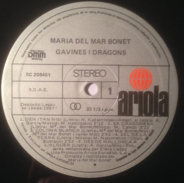 Maria Del Mar Bonet : Gavines I Dragons (LP, Album)