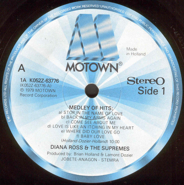 The Supremes : Medley Of Hits (Special Remix) (12", Mixed)