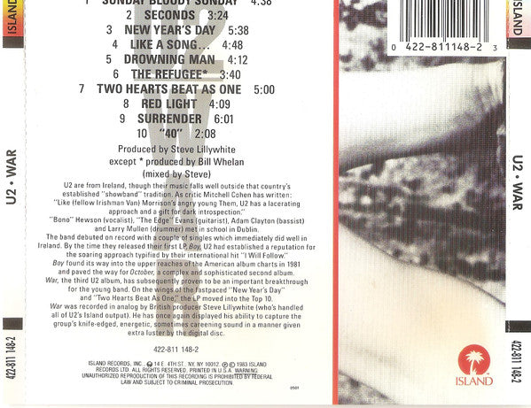 U2 : War (CD, Album, RE, RP)