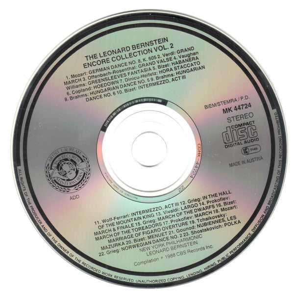 Leonard Bernstein, New York Philharmonic : The Encore Collection, Vol. II (CD, Comp)