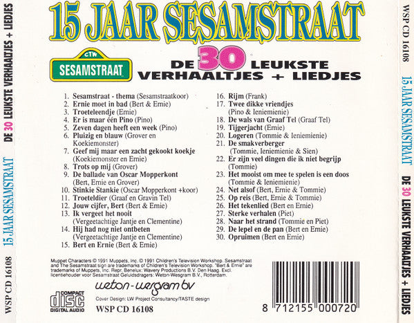 Sesamstraat : 15 Jaar Sesamstraat. De 30 Leukste Verhaaltjes + Liedjes (CD, Comp)
