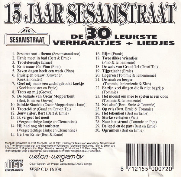Sesamstraat : 15 Jaar Sesamstraat. De 30 Leukste Verhaaltjes + Liedjes (CD, Comp)