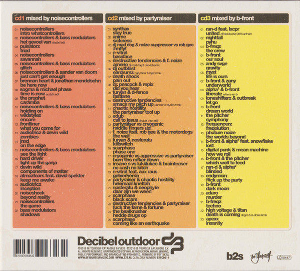 Noisecontrollers, Partyraiser & B-Front* : Decibel Outdoor 2016 (3xCD, Mixed)