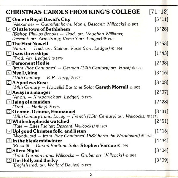 The King's College Choir Of Cambridge : Christmas Carols From King's College (CD)