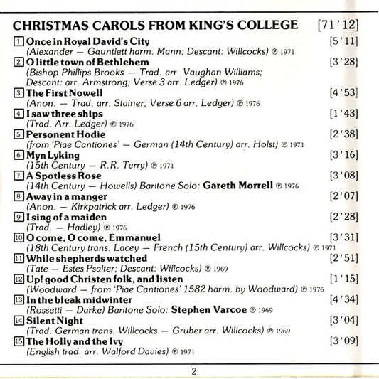 The King's College Choir Of Cambridge : Christmas Carols From King's College (CD)