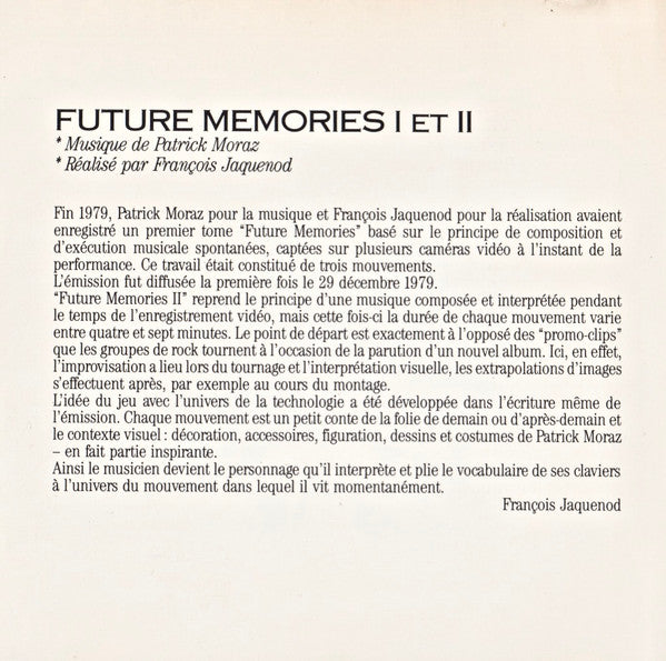 Patrick Moraz : Future Memories I & II (CD, Comp)