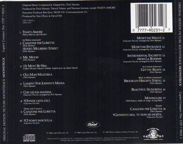 Dick Hyman : Moonstruck (Original Motion Picture Soundtrack) (CD, Album)