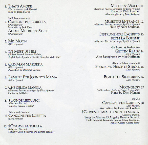 Dick Hyman : Moonstruck (Original Motion Picture Soundtrack) (CD, Album)