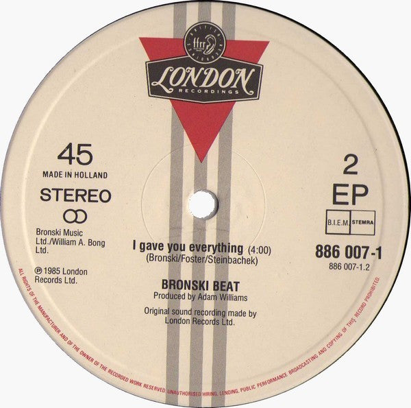 Bronski Beat : Hit That Perfect Beat (12", EP)