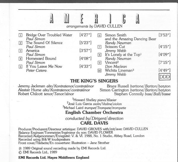 The King's Singers, English Chamber Orchestra : America (CD, Album)
