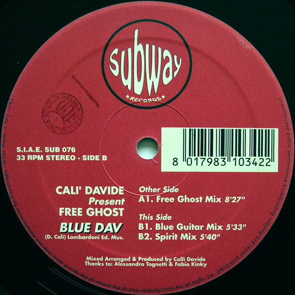 Davide Cali Present Free Ghost : Blue Dav (12")