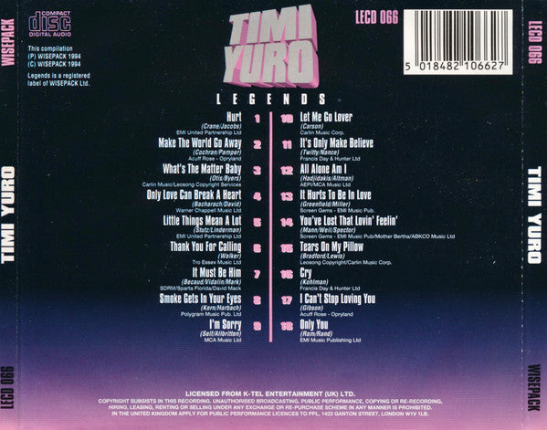 Timi Yuro : Legends (CD, Comp)