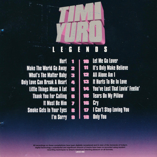 Timi Yuro : Legends (CD, Comp)