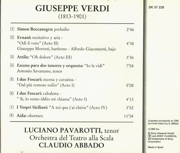 Giuseppe Verdi, Luciano Pavarotti, Claudio Abbado, Orchestra Del Teatro Alla Scala : Pavarotti Premieres (CD, Album)