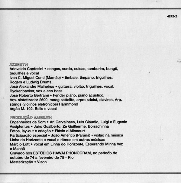 Azymuth : Azimüth (CD, Album, RE, RM)