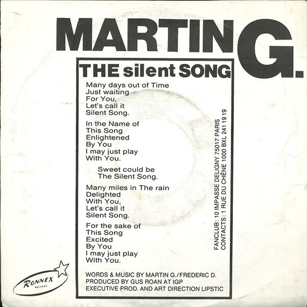 Martin Gee : The Silent Song / The Silent Mix (7")
