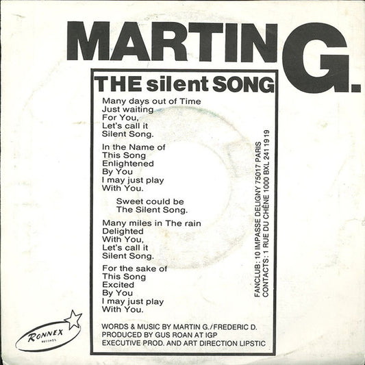 Martin Gee : The Silent Song / The Silent Mix (7")