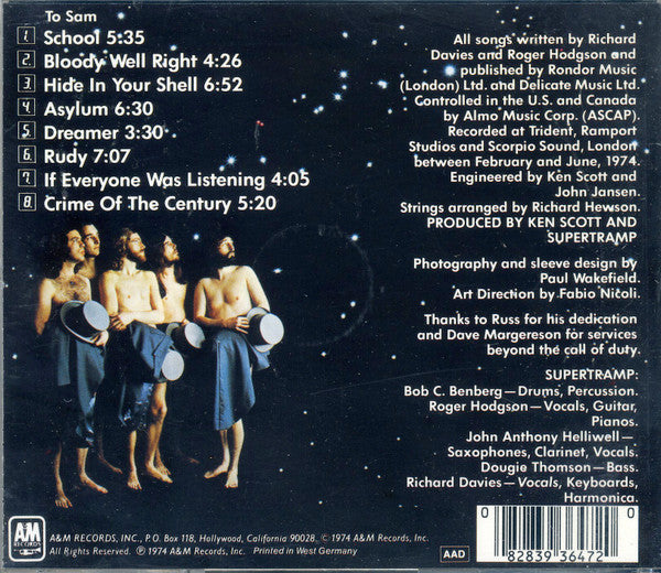 Supertramp : Crime Of The Century  (CD, Album, RE, PDO)
