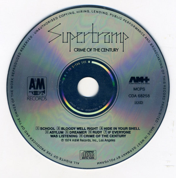 Supertramp : Crime Of The Century  (CD, Album, RE, PDO)