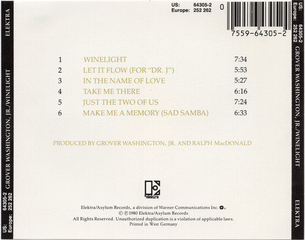 Grover Washington, Jr. : Winelight (CD, Album, Tar)