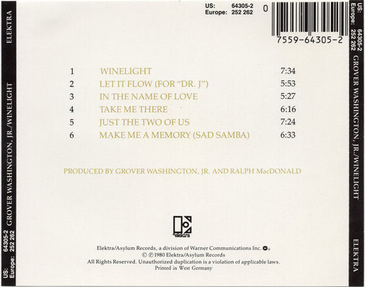 Grover Washington, Jr. : Winelight (CD, Album, Tar)