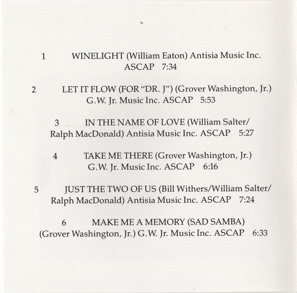Grover Washington, Jr. : Winelight (CD, Album, Tar)