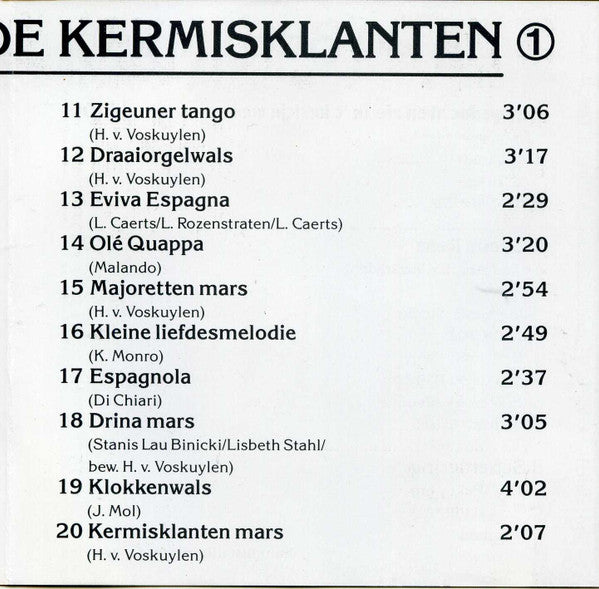 De Kermisklanten : De 20 Beste Van De Kermisklanten 1 (CD)