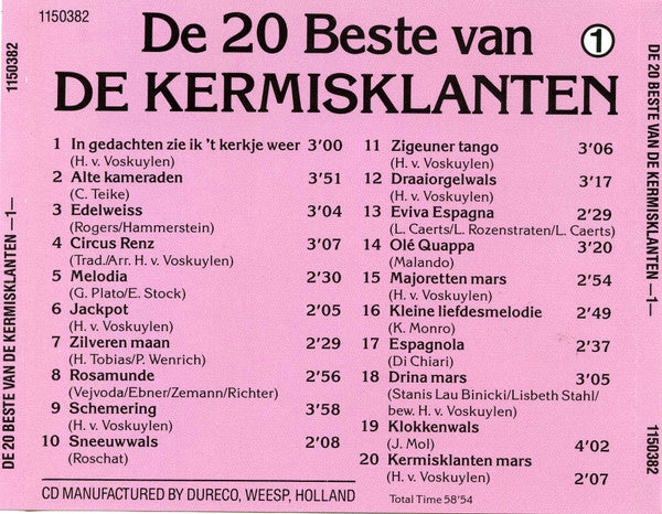 De Kermisklanten : De 20 Beste Van De Kermisklanten 1 (CD)