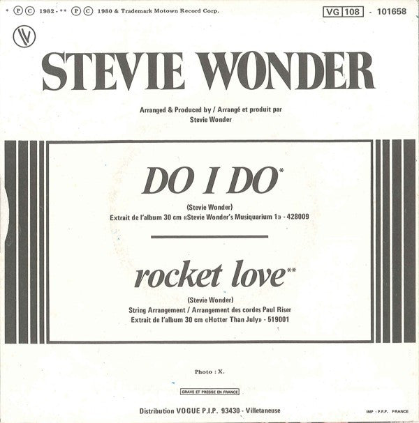 Stevie Wonder : Do I Do (7", Single)