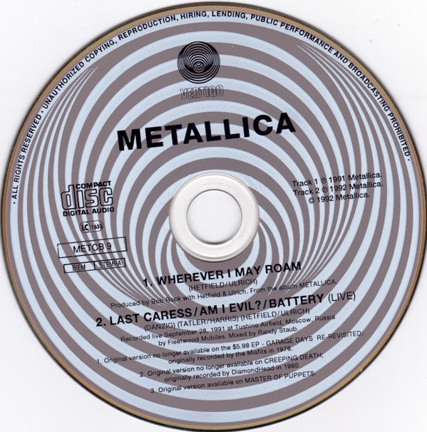 Metallica : Wherever I May Roam (CD, Single, Dig)