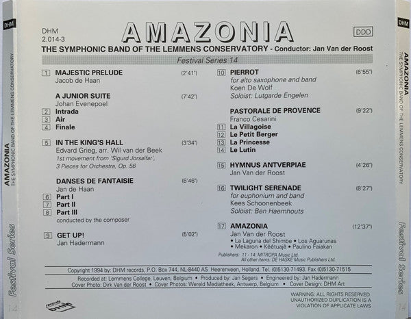 Harmonieorkest Van Het Lemmensinstituut, Jan Van Der Roost : Amazonia (CD, Album)
