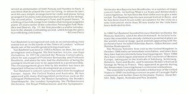 Yuri Bashmet, Moscow Soloists : Tchaikovsky Serenade For Strings. Grieg Holberg Suite, 2 Norwegian Melodies (CD)