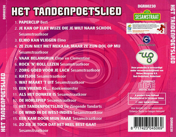 Sesamstraat : Het Tandenpoetslied, En Andere Leuke Educatieve Liedjes Uit Sesamstraat (CD, Album)