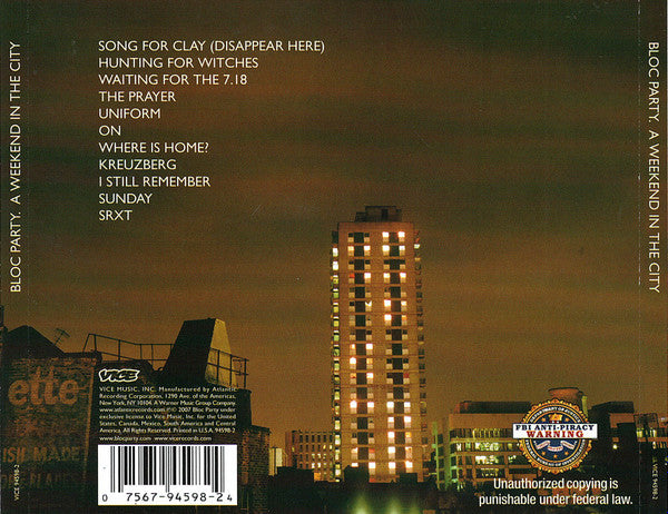 Bloc Party : A Weekend In The City (CD, Album)